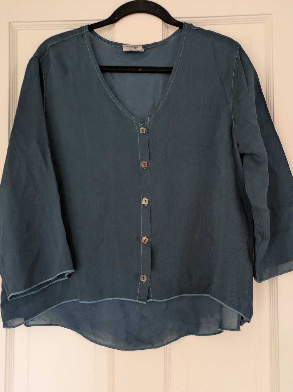 Vintage CLICK Flowy Lagenlook Cupro Top Sz L